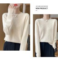 Elegante Suéter de Lana 100% Cuello Redondo, Manga Larga, Moda de Invierno para Mujeres - details 3