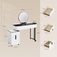 LED Ajustable y Espejo, Maquillaje con Tablero Vidrio Reforzado y Cajonera, Montaje Flexible, 100x40 cm, Mesa Mara y Metal, Blanco+Negro, MB6110wsz - details 7