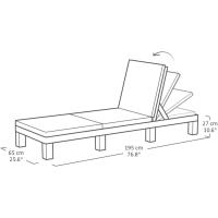 Sillón de Jardín al Aire Libre Estructura Reforzada con Cojín 4 Posiciones de Apoyo Diseño Gris - details 19