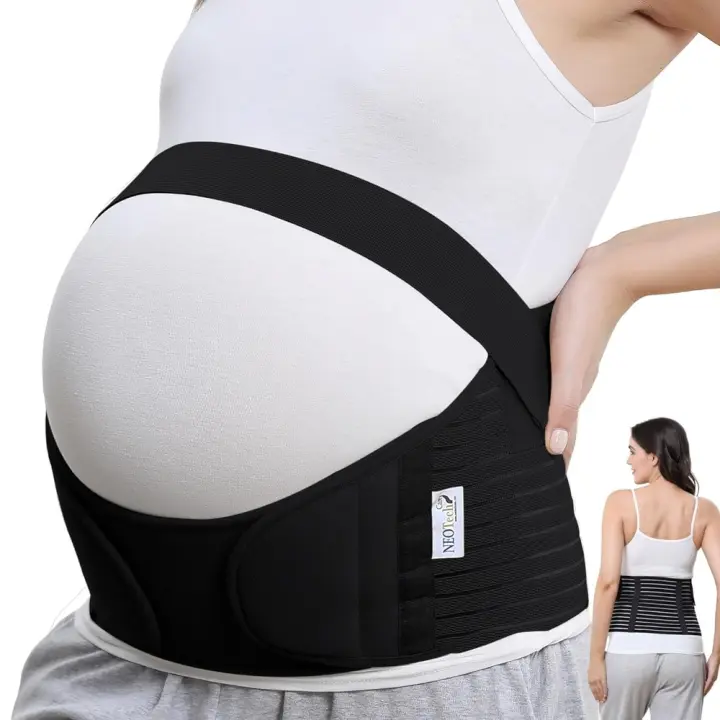 Cinturón de maternidad - Apoyo durante el embarazo - banda para abdomen/cintura/espalda, faja de premamá para el vientre - Marca (Beige, L) - 1