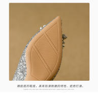 Zapatos de Novia de Otoño Tacones Altos de Champán para Mujer Suela Cuadrada de Cristal - details 7