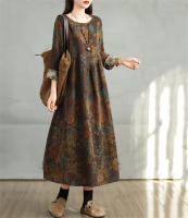 Vestido Floral de Algodón Vintage Moda Casual para Mujeres Primavera Otoño - details 22