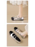 Zapatos Mary Jane plateados, estilo francés, planos de una sola tira, talla grande, para mujer, 2025 - details 3