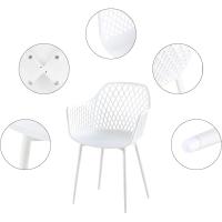 Juego de 4 sillas de jardín con reposabrazos, sillas de jardín con reposabrazos, sillas reclinables, sillas de jardín, 120 kg, color blanco - details 4