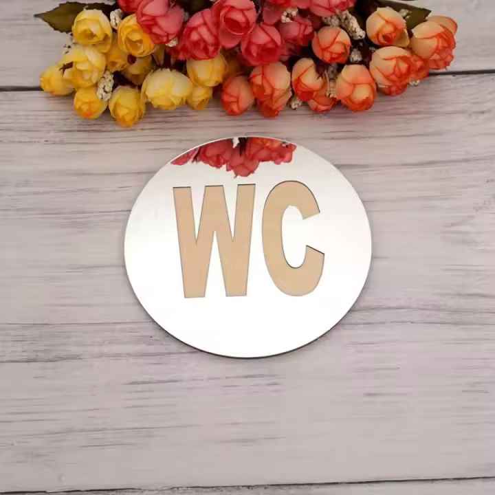 1 You Wall Stickers Espejo de puerta de baño, pegatina acrílica autoadhesiva para decoración del hogar - 1