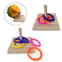 Juguetes de anillo de Color apilables, suministros para mascotas, trucos de juego, entrenamiento de IQ, patio de recreo, Plataforma para loros, juguete para masticar pájaros - details 0