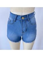 Pantalones cortos de mezclilla de cintura alta de verano para mujer, pantalones cortos ajustados con agujeros rasgados y elásticos - details 7
