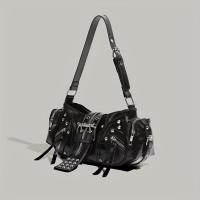 Nueva bolsa de axila moderna y elegante con un toque de alta gama, versátil bandolera tipo motociclista para mujer - details 2