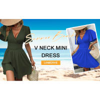 Vestido elegante de manga larga/corta para mujer estilo casual con cuello en V - details 0