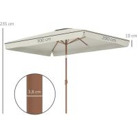 Terraza Exterior Sombrilla de 300x200 cm con Ángulo Ajustable Mástil de Aluminio Manivela - details 6