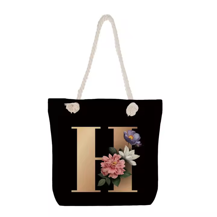 Bolso de hombro suave para mujer, bolso grande ligero con letras y flores, regalo para novia - 1