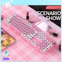 Real teclado mecánico eje verde niñas Netflix chica corazón polvo azul teclas redondas gaming punk - details 3