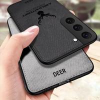 Funda de ciervo de piel de tela delgada para Samsung Galaxy S23 Ultra FE S22 S21 S24 Ultra A15 A25 A35 A55 A34 A52 A54 5G cubierta trasera dura - details 0
