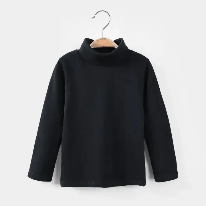Otoño y niñas cuello alto color sólido suave, ropa de punto de invierno, suéteres básicos de manga larga, niños - 1