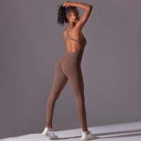 Body de Yoga de una pieza, conjunto de pantalones sin costuras, levantamiento de glúteos, Espalda descubierta, ropa sin mangas - details 33