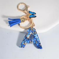 Llavero de Alfabeto de Piedra Pulida Azul Colgante de Borla de Mariposa 26 Iniciales - details 2