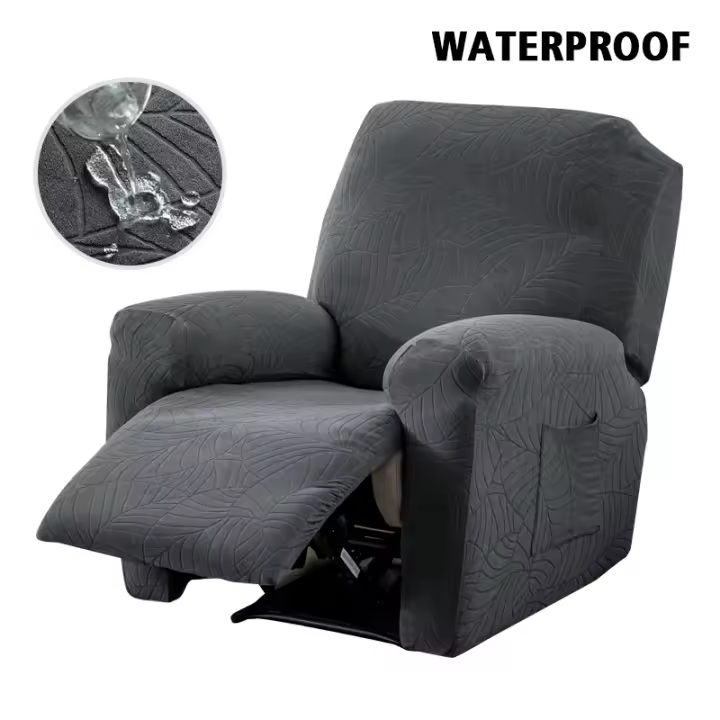 DUDUME Funda de Cojín de Asiento Jacquard Resistente al Agua, Funda de Sofá Gris Elástica para Muebles de Sala Extraíble - 1