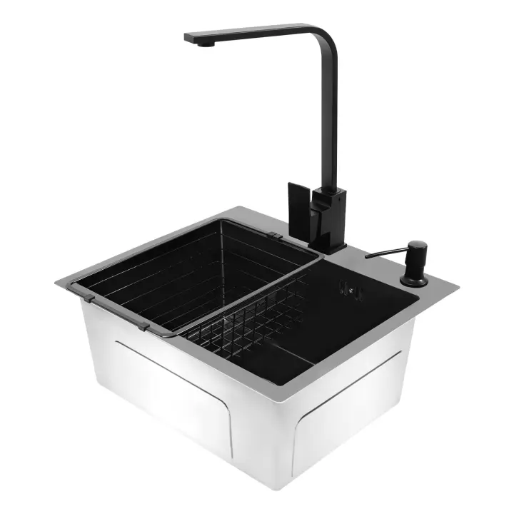 Fregadero de cocina de acero inoxidable de 40*45 cm, fregadero incorporado con juego de desagüe para grifo - 1