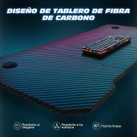 Mesa de Juegos Gamer Z Ergonómica Fibra de Carbono Negro 120 x 60 cm Ideal para Ordenador con Soporte para Auriculares - details 4