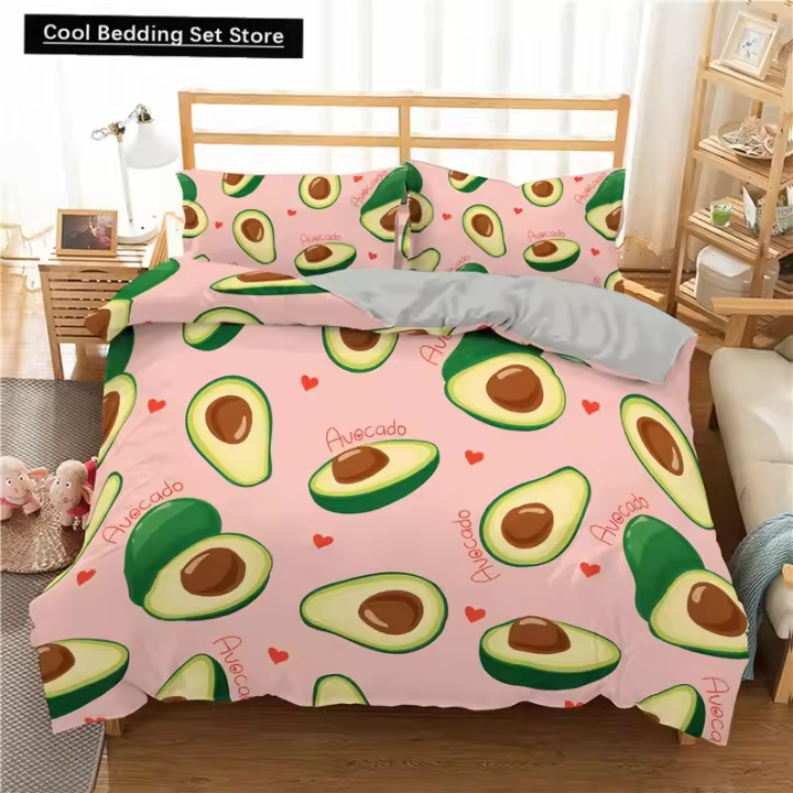 Juego de Ropa de Cama de Aguacates Verdes Funda de Edredón de Planta Tropical de Poliéster - 1