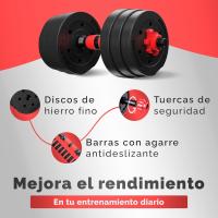 Juego de Mancuernas Ajustables 2 en 1 Pesas de 10kg a 40kg Barra Recta Ajustable y Antideslizante - details 9