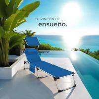 Tumbona Jardín Exterior de Aluminio, Tumbona Plegable con Reposacabezas, Parasol y Bolsillo Lateral, Tumbona Playa Reclinable en 6 Posiciones, Tumbona Piscina Resistente a Intemperie - Gris - details 39