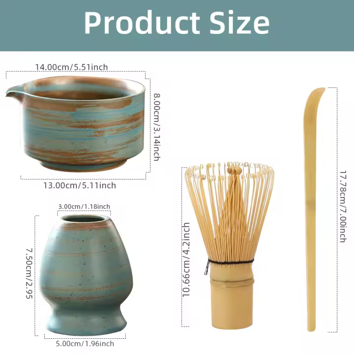 Juego de Té Matcha de Bambú Seguro 4 Piezas de Cucharada y Palillo para Preparación de Bebidas Interior - 1
