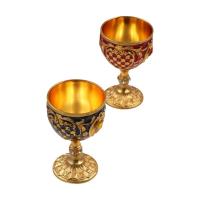 Copa de vino de Metal Vintage con relieve Medieval, copa con incrustaciones de diamantes de estilo europeo, copas de vino antiroturas para comunión - details 3