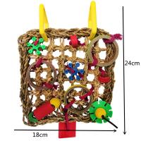 Red de escalada para pájaros, juguetes de loro tejido, mordedura de algas marinas, cuerda de cáñamo colgante, columpio, escalera de juego, masticar, forrajear, juguetes coloridos divertidos para loros - details 1