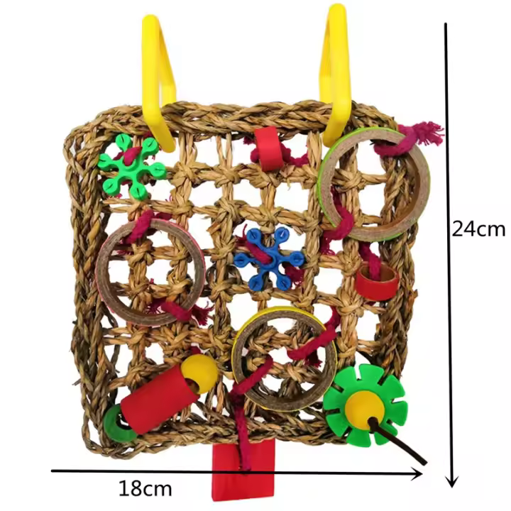 Red de escalada para pájaros, juguetes de loro tejido, mordedura de algas marinas, cuerda de cáñamo colgante, columpio, escalera de juego, masticar, forrajear, juguetes coloridos divertidos para loros - 1