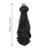Elegante estilo coreano, coleta larga ondulada y rizada, extensiones de cabello, cola de caballo, peluca sintética con cabeza de bola esponjosa para fiesta - details 1