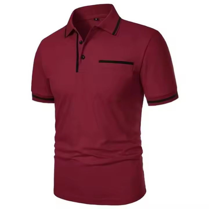 Camisetas transpirables de manga corta para hombre, polo ligero de color sólido, top básico suelto de moda con bolsillos, verano - 1