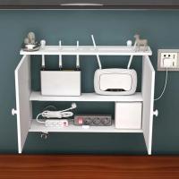 Cajas de almacenamiento de enrutador Wifi inalámbrico, caja de madera, soporte de Cable Plus, tablero de enchufe colgante de pared, estante de almacenamiento S - details 6