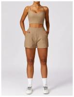 Pantalones cortos deportivos casuales y sueltos de nylon para yoga y ejercicios de autómneo y invierno acero inoxidable rápido secado - details 20