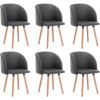 Silla de Comedor Nórdica Ergonómica con Resalto y Brazos Tapizada en Lino Madera para Patas - details 8