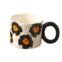 Taza de cerámica de flores de gran capacidad de 420 ml, taza de avena de leche de desayuno coreano, taza de café para el hogar - details 9