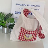 Bolso Vintage de dos caras a cuadros para mujer, bolso de hombro con entramado de ocio de estilo japonés, bolso de mano de lona para ir al trabajo al aire libre - details 3