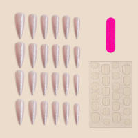 Uñas postizas puntiagudas con purpurina rosa, decoración a prueba de salpicaduras, salón de uñas para mujeres y niñas - details 2