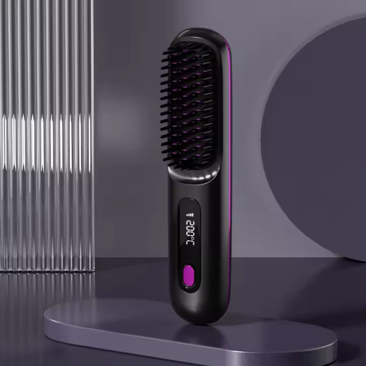 "Cepillo Rectificador Nuevo Inalámbrico con Iones Negativos, Moderno y Portátil, Suave para Cabello Liso y Brillante, Protector - 1