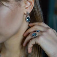 UNOde50 Conjunto de Collar y Aretes de Cristal con Diseño de Gota de Agua para Mujeres, Moda - details 1