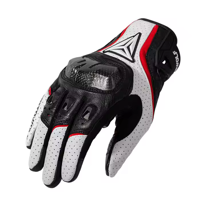 Guantes de cuero para motocicleta para hombre, protectores transpirables para pantalla táctil, Verano - 1