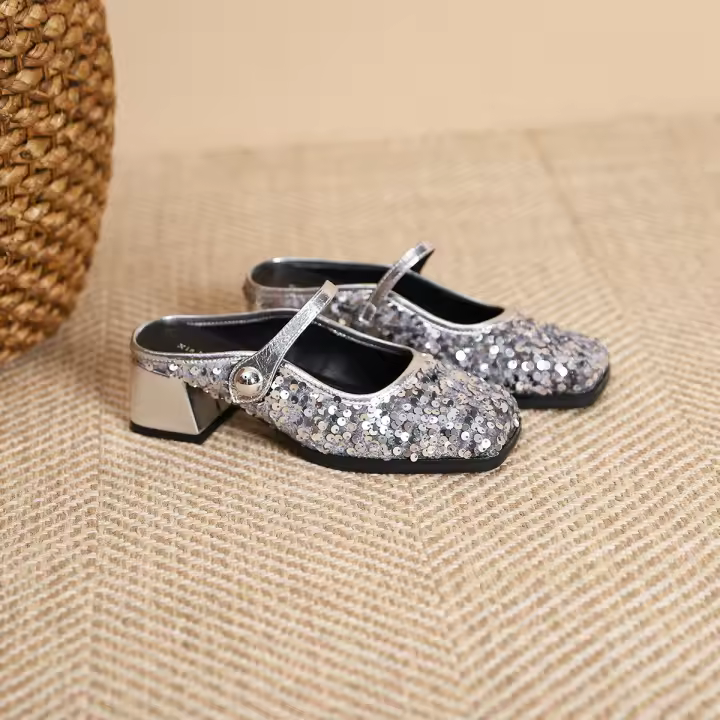 Zapatos de tacón grueso con punta cuadrada y poco profundidad de nuevo estilo para mujer - 1