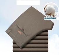 Pantalones Casuales de Cintura Alta para Hombres Color Sólido, Cintura Suelta, Algodón Puro, Doble Pliegue, Sin Arrugas - details 23