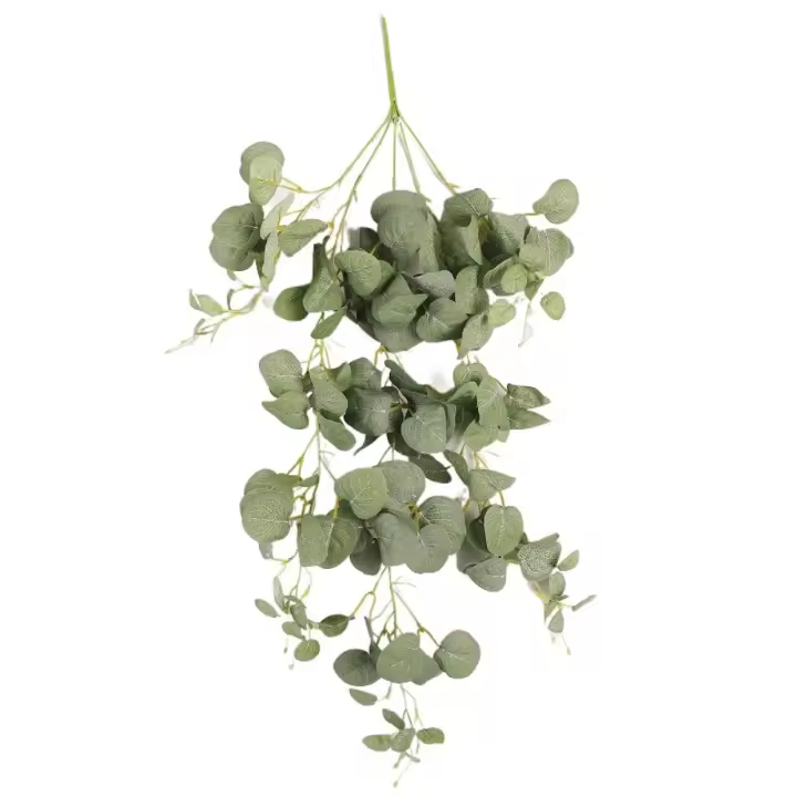 75cm hoja de eucalipto Artificial vid tacto Real elegante hiedra guirnaldas colgantes de pared plantas falsas hechas a mano jardín interior al aire libre - 1