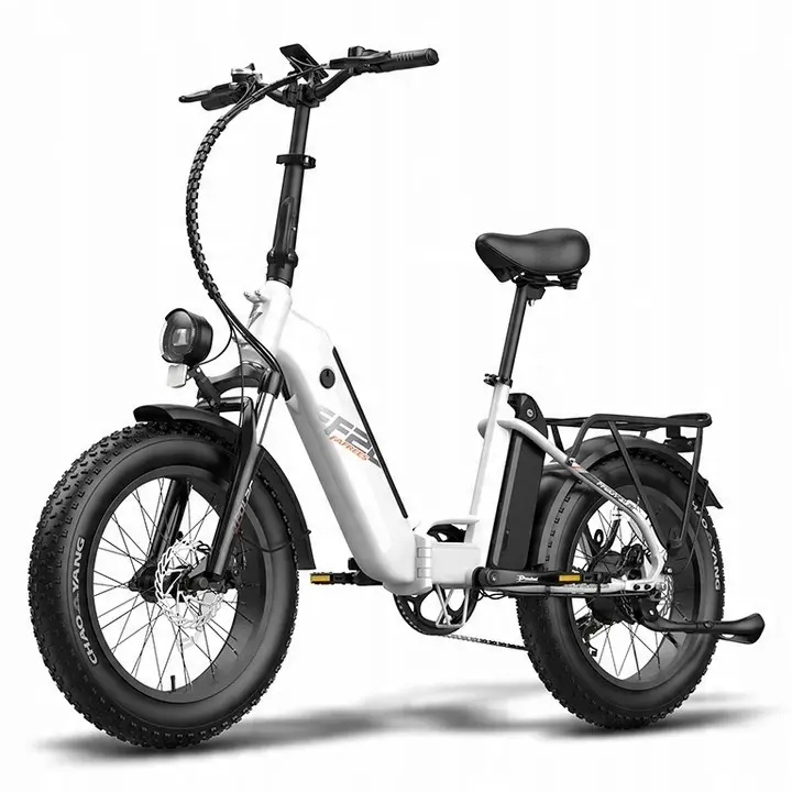 Discos mecánicos, pantalla LCD a color, motor de 860W, batería de 48V 20.8AH, suspensión delantera, alcance de 96-115km, neumático inflable de 20*4.0 pulgadas, blanco - 1