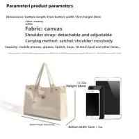 Bolso grande de momia multifuncional de lona portátil con oso bordado, adecuado para ir de compras y viajes - details 4