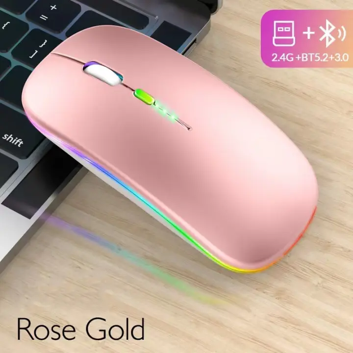 Portable RGB Bluetooth Wireless Mouse 2.4GHz USB Rechargeable Power Display Mouse Gamer for iPad Laptop PC Macbook Gaming Mouse - 1