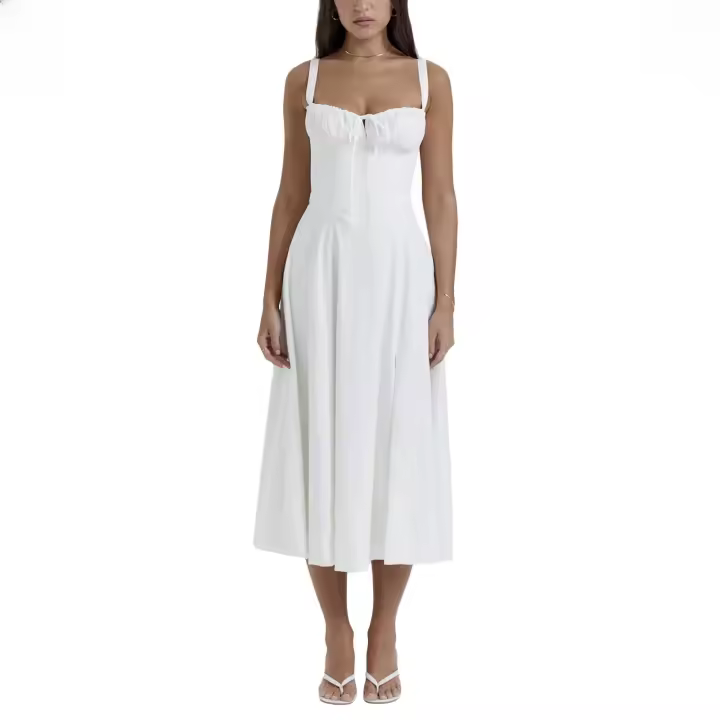 Vestido Elegante de Verano Estilo Francés Informal Ajustado a la Cintura Adelgazante - 1