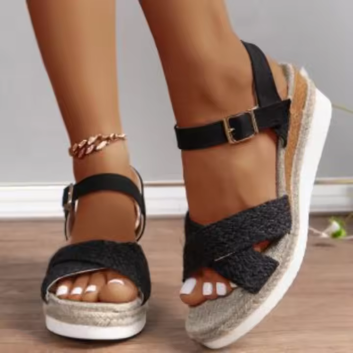 Sandalias de tacón de cuña informales para mujer, zapatos de verano - 1