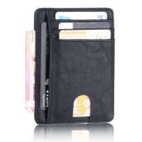 Cartera de cuero delgada con bloqueo RFID, tarjetero para tarjetas de identificación de crédito, monedero, funda para dinero para hombres y mujeres, bolso de moda 2020, 11,5x8x0,5 cm - details 2